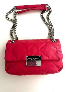 Marc Jacobs Pink Quilted Shoulder Bag with Silver Chain Straps